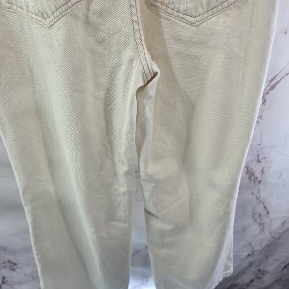 Free People Jeans Womens 27 Cream High Rise Boot Button Fly Distressed Rigid - Picture 7 of 13